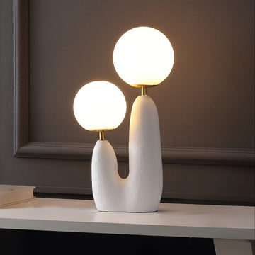 Oda 17.75" 2-Light Modern Bohemian Resin/Iron/Frosted Glass Danish Cactus LED Table Lamp - JONATHAN Y